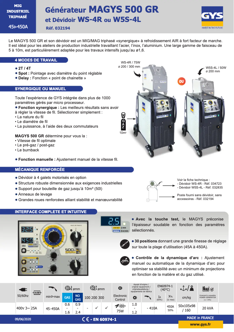 Página nº 1 - Ficha técnica GYS Magys 500 GR