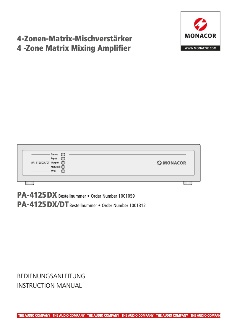 Imagen de la primera página del manual del dispositivo PA-4125DX/DT