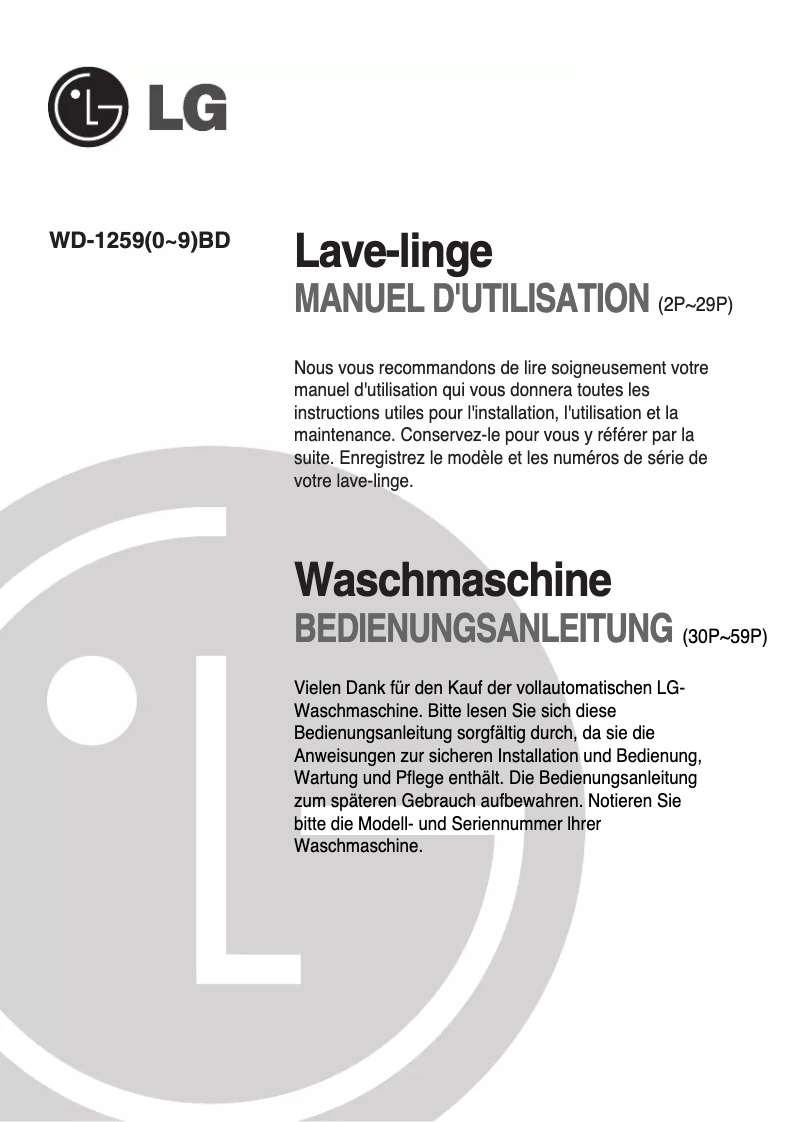 Imagen de la primera página del manual del dispositivo WD-12590BD