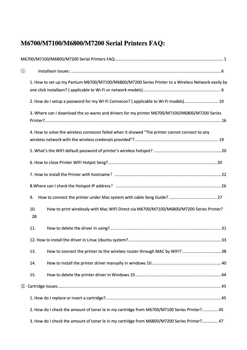 Página 1 del manual Preguntas frecuentes Pantum M7200FD