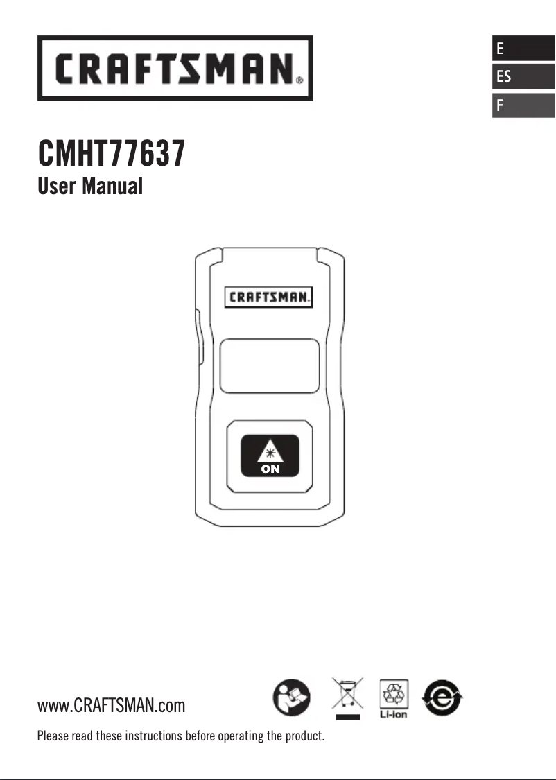 Página 1 del manual Manual de usuario Craftsman CMHT77637