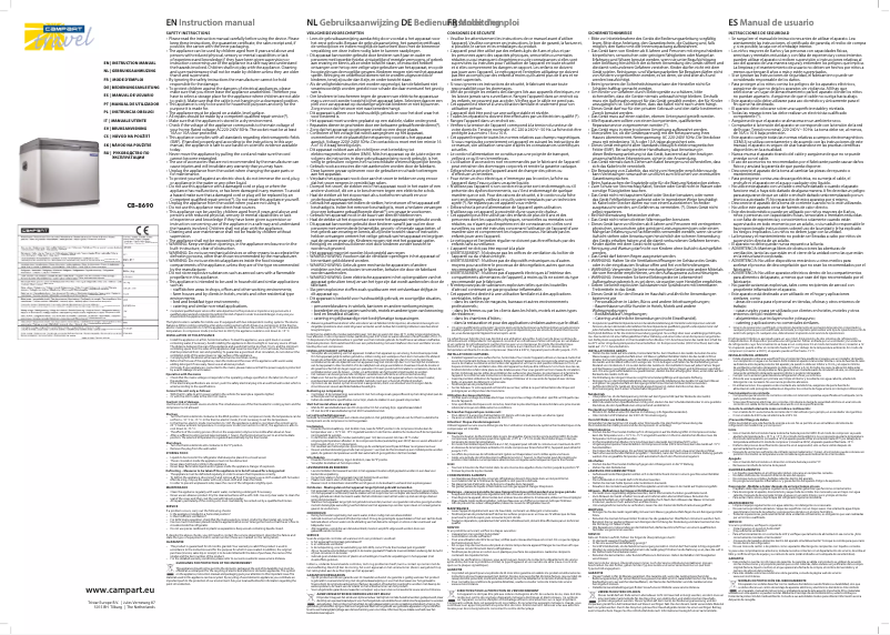 Página 1 del manual Manual de usuario Campart Travel CB-8690