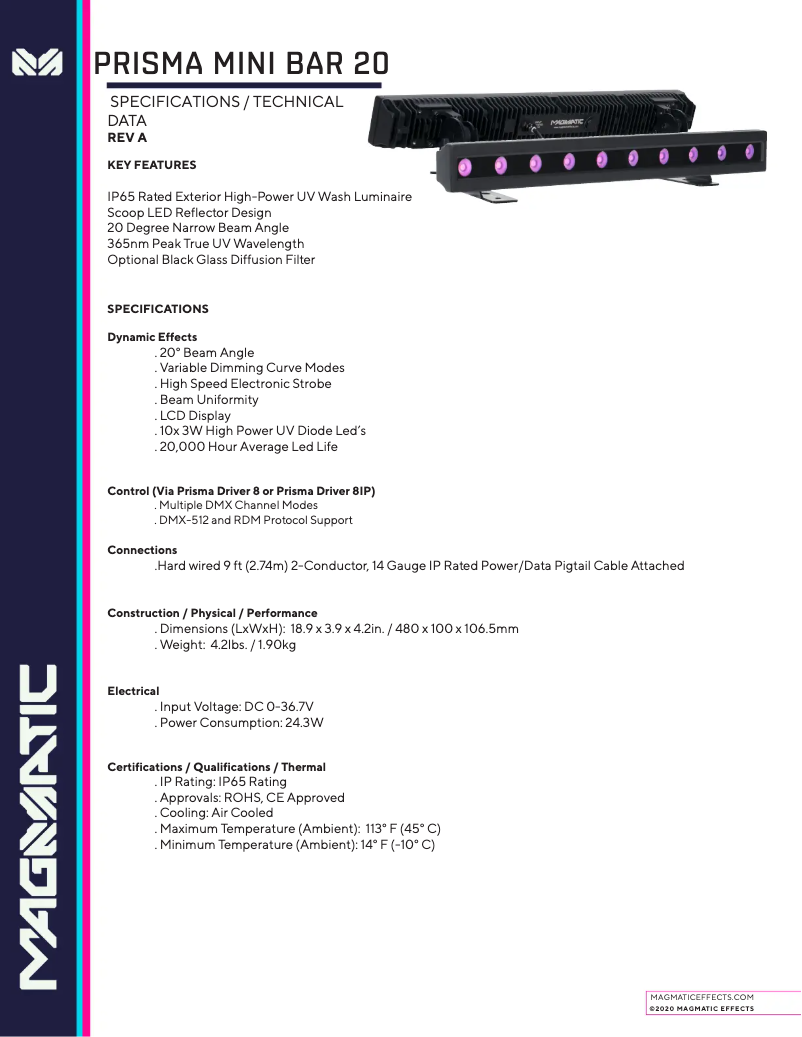 Imagen de la primera página del manual del dispositivo Prisma Mini Bar 20