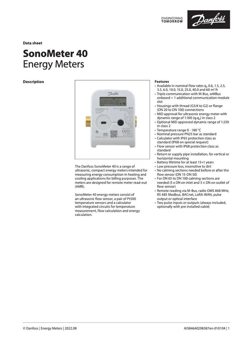 Imagen de la primera página del manual del dispositivo SonoMeter 40