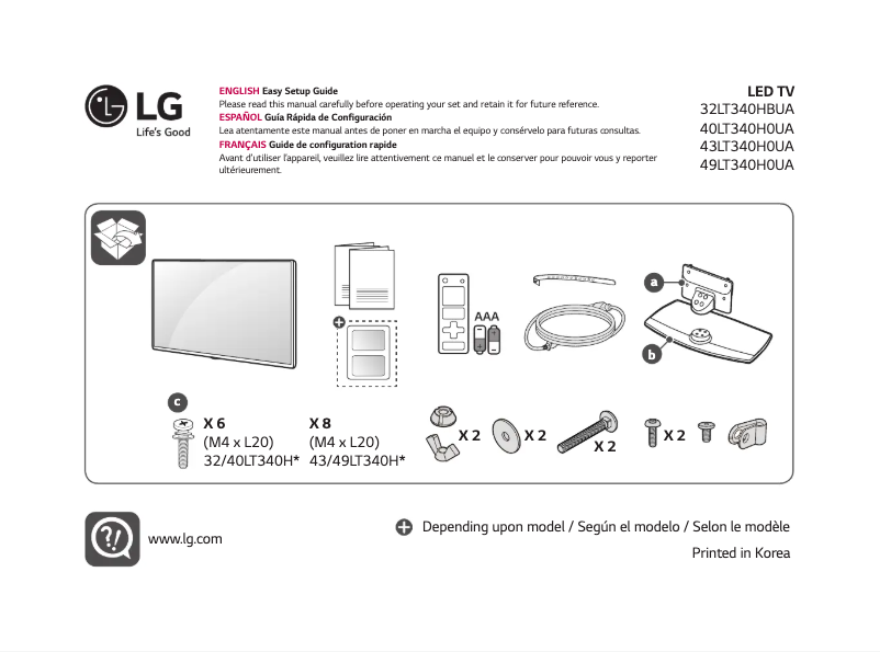 Imagen de la primera página del manual del dispositivo 40LT340H0UA