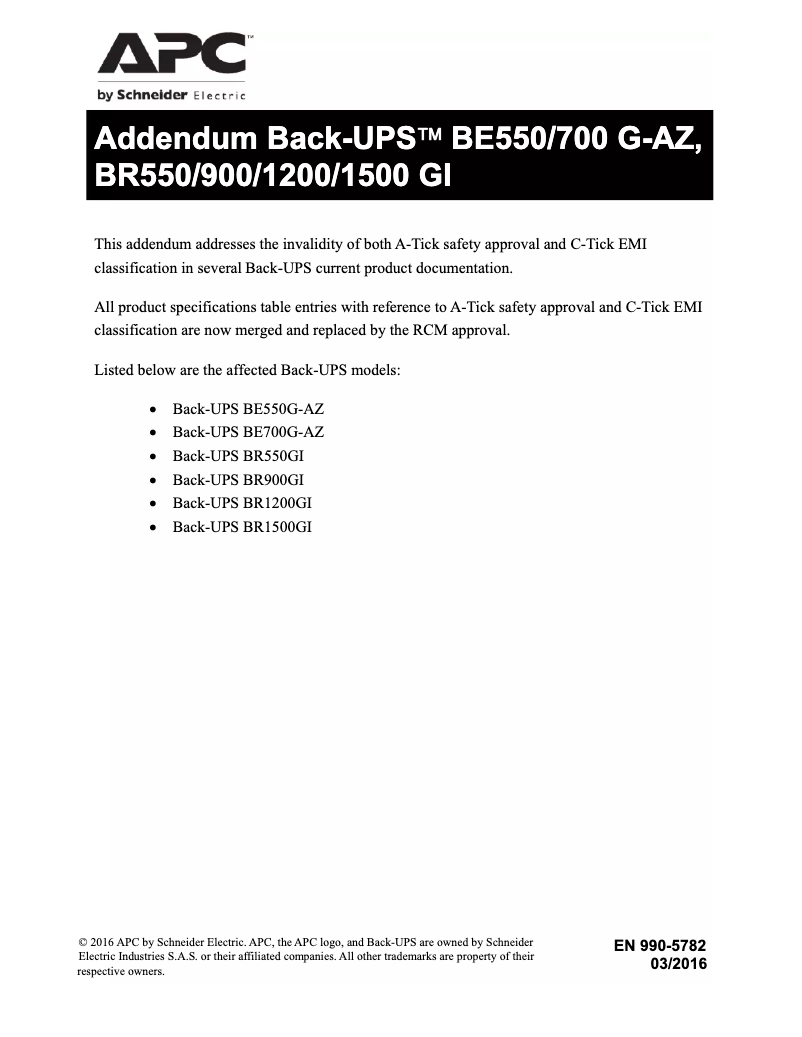 Imagen de la primera página del manual del dispositivo APBR550GI