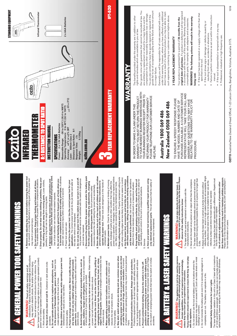 Página nº 1 - Manual de usuario Ozito IFT-520