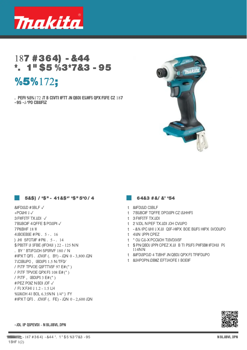 Página 1 del manual Ficha técnica Makita DTD172Z
