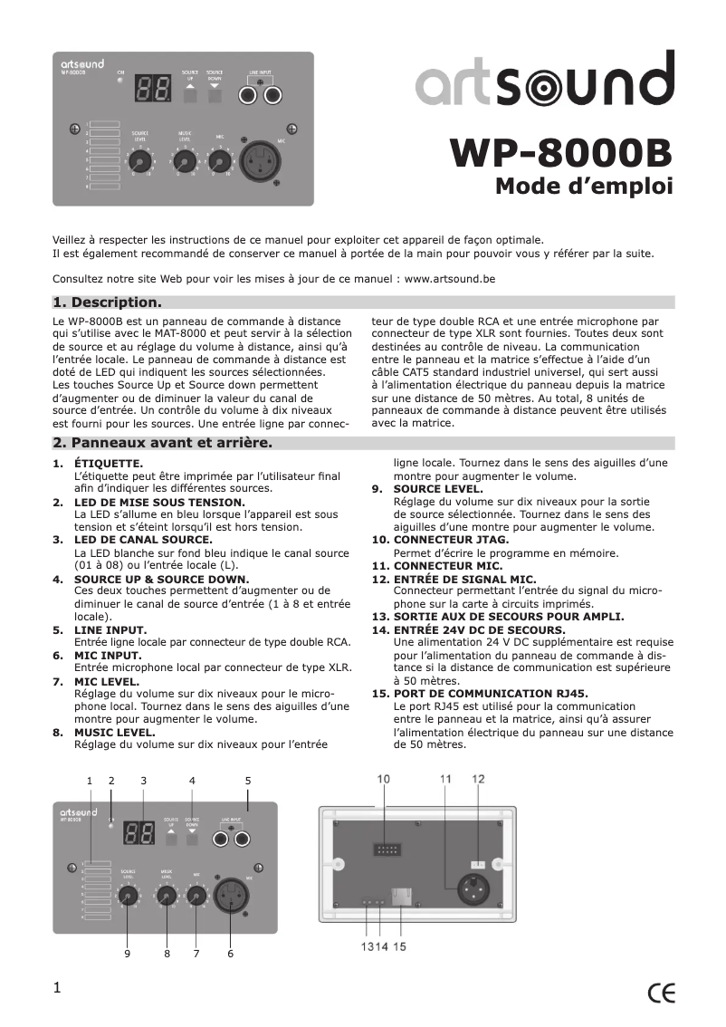 Imagen de la primera página del manual del dispositivo WP-8000B