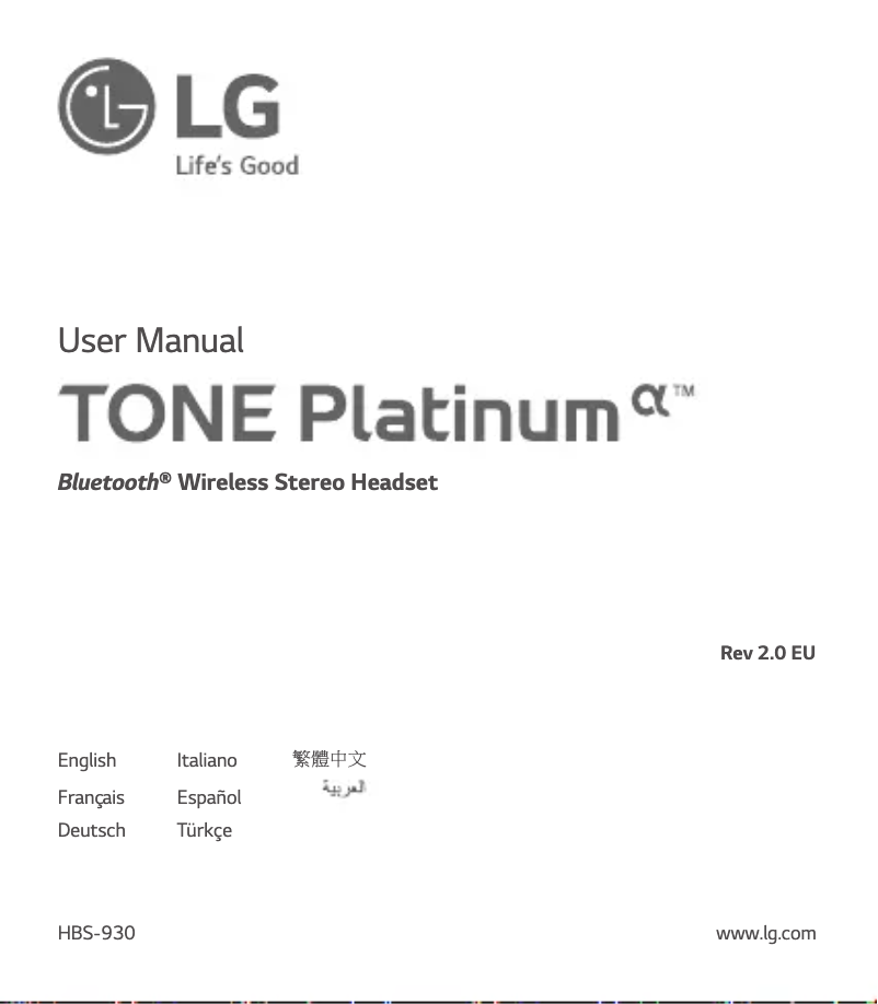 Página nº 1 - Manual de usuario LG Tone Platinum Alpha HBS-930