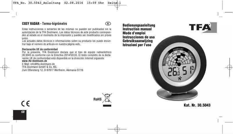 Página 1 del manual Manual de usuario TFA Cosy 30.5019.01