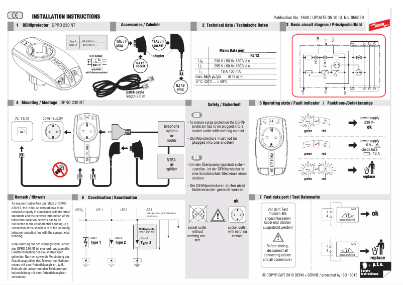 Imagen de la primera página del manual del dispositivo DPRO 230 NT