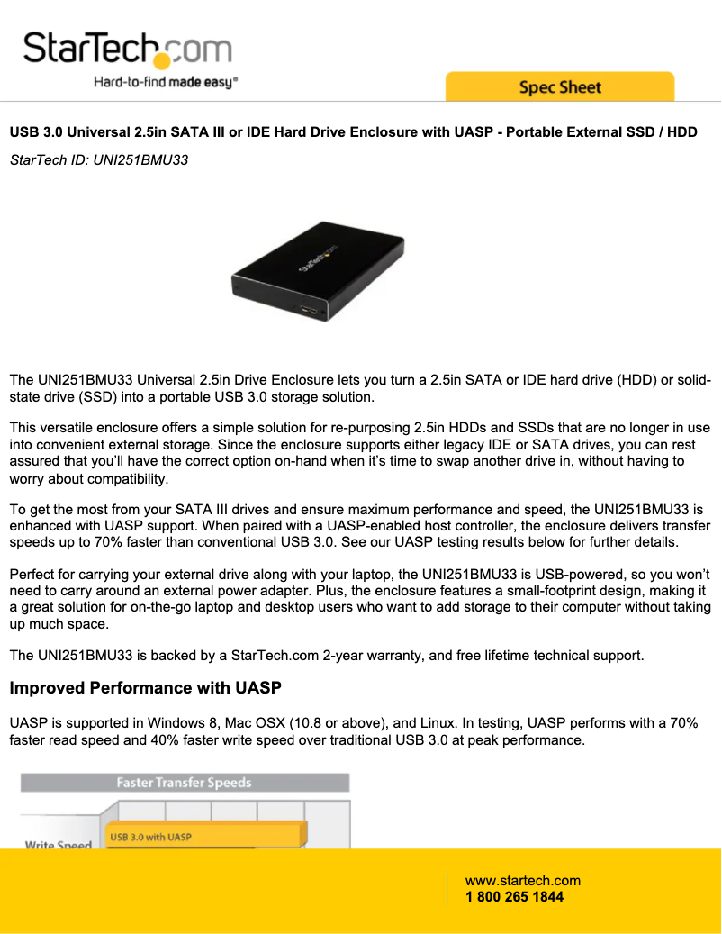 Página nº 1 - Ficha técnica StarTech.com UNI251BMU33