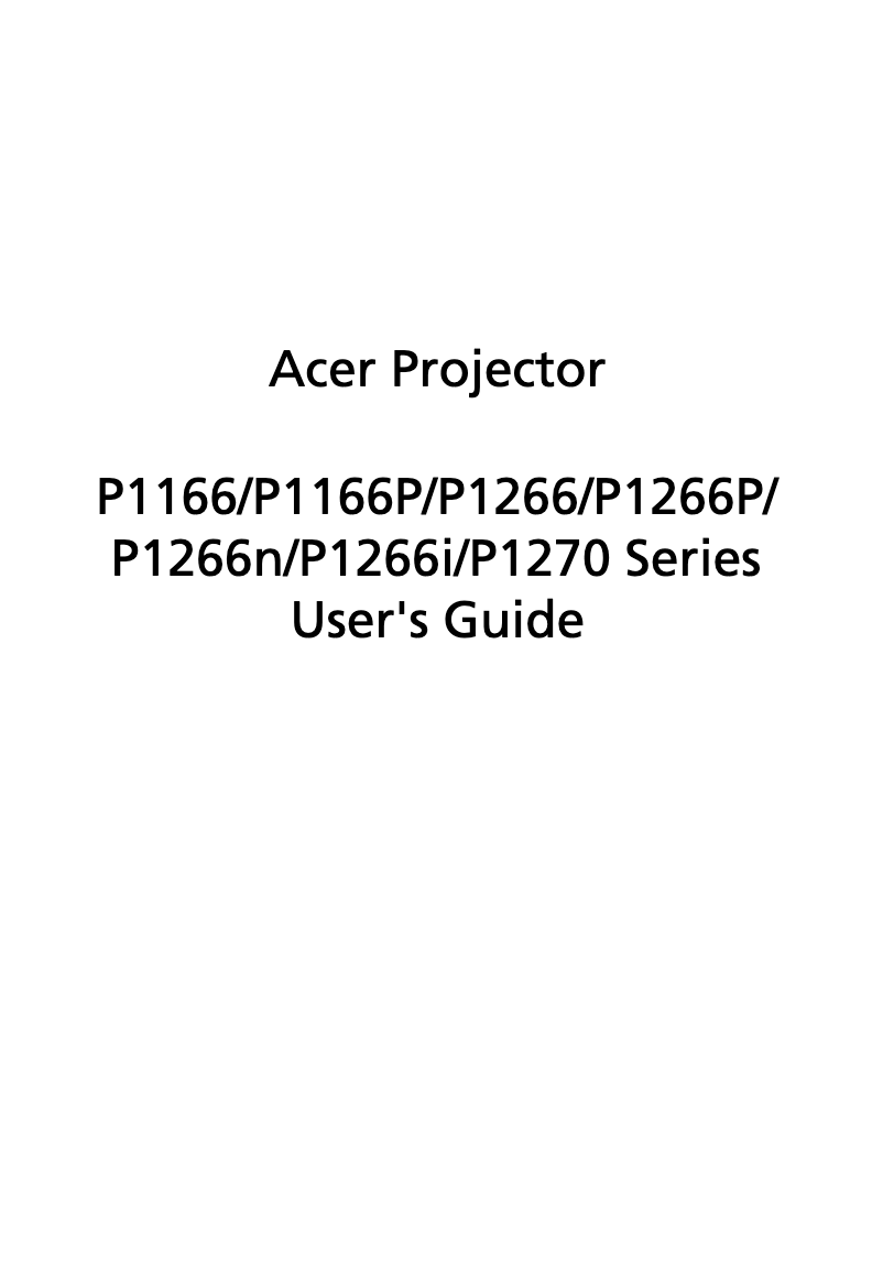 Página 1 del manual Manual de usuario Acer P1266P