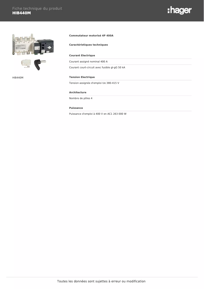 Imagen de la primera página del manual del dispositivo HIB440M