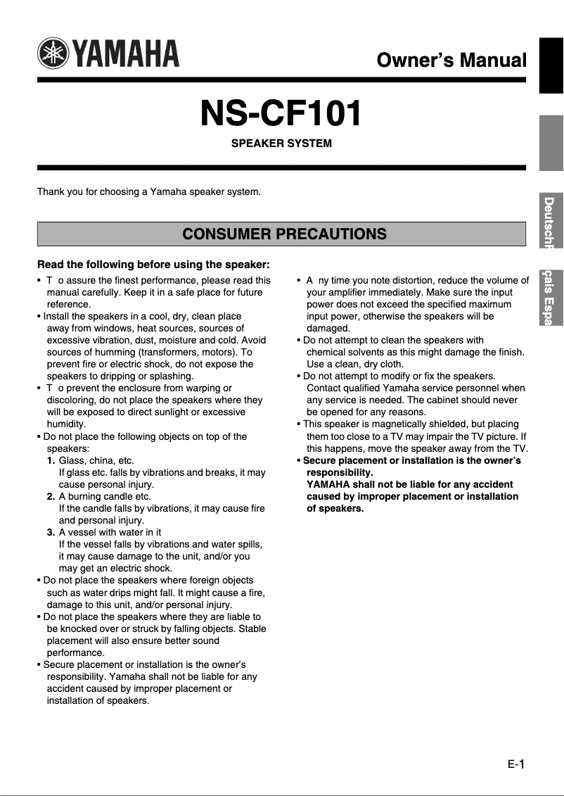 Imagen de la primera página del manual del dispositivo NS-101