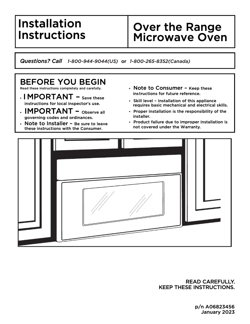 Página 1 del manual Guía de instalación Frigidaire GMOS1964AF