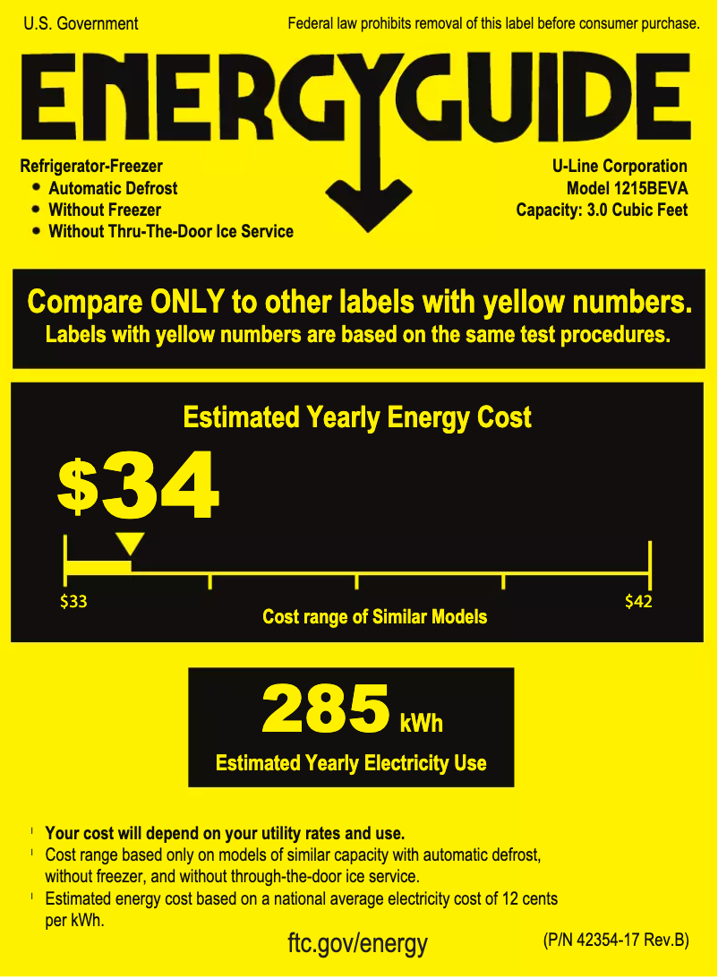 Página 1 del manual Etiqueta energética U-Line U-1215BEVINT-60A