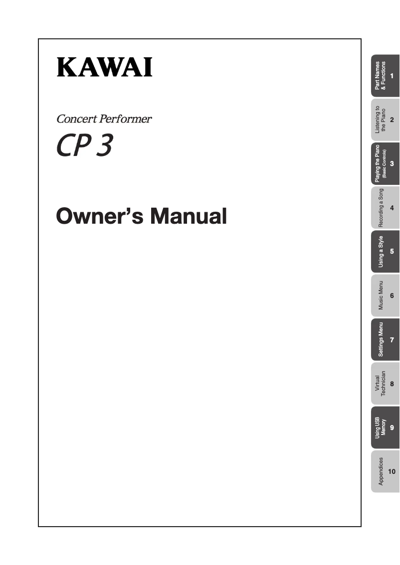 Imagen de la primera página del manual del dispositivo Concert Performer CP3