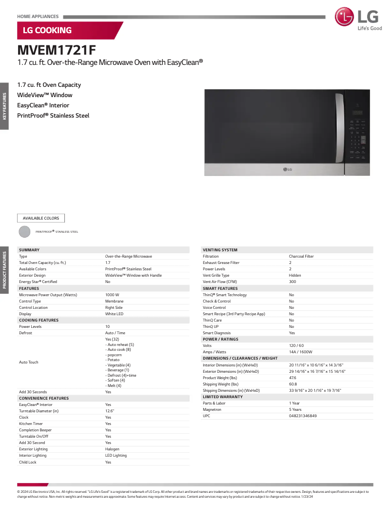 Imagen de la primera página del manual del dispositivo MVEM1721F