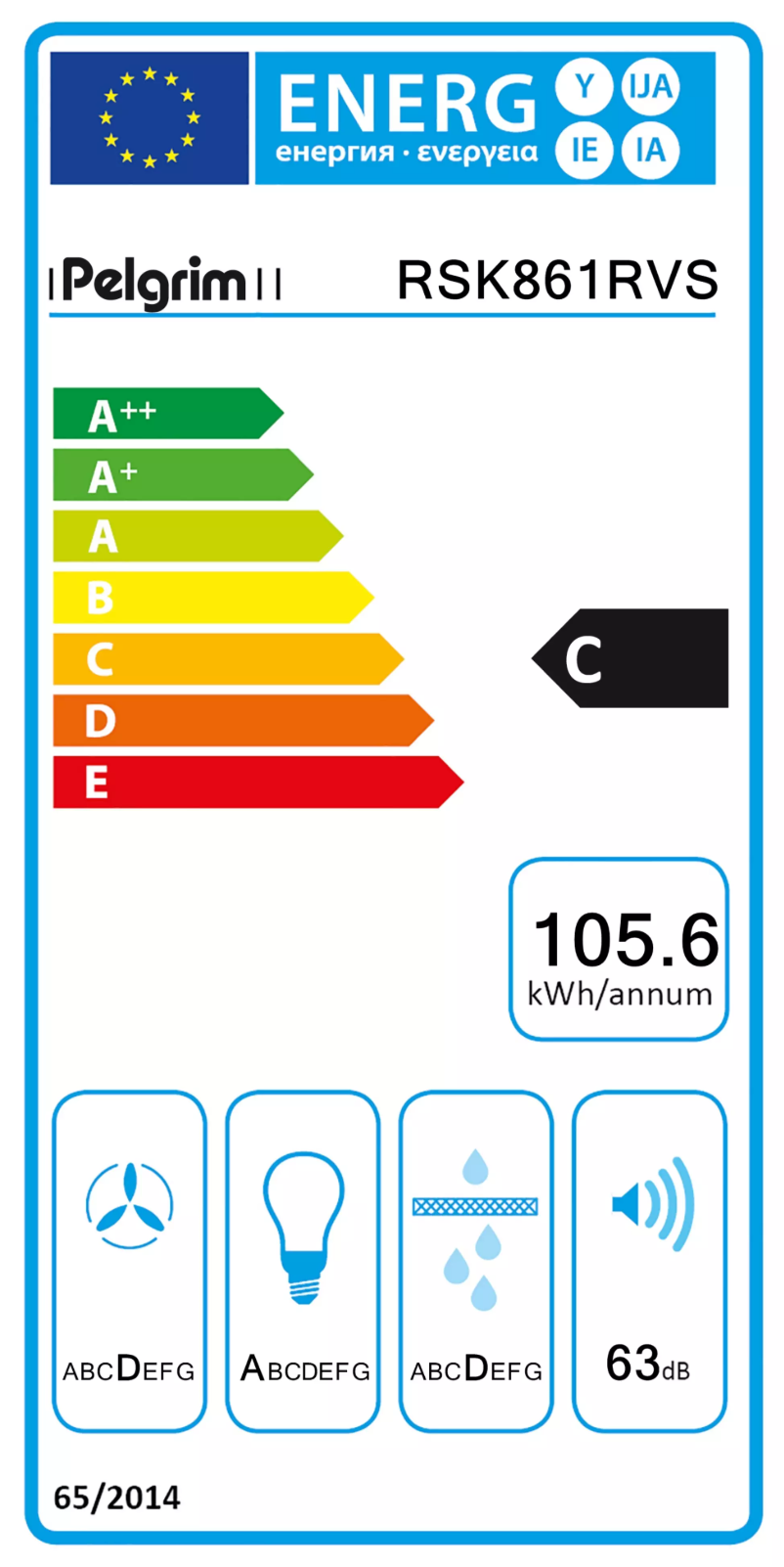 Página 1 del manual Etiqueta energética Pelgrim RSK861RVS
