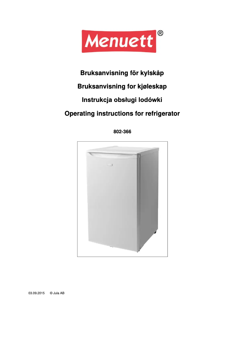 Página 1 del manual Manual de usuario Menuett 802-366