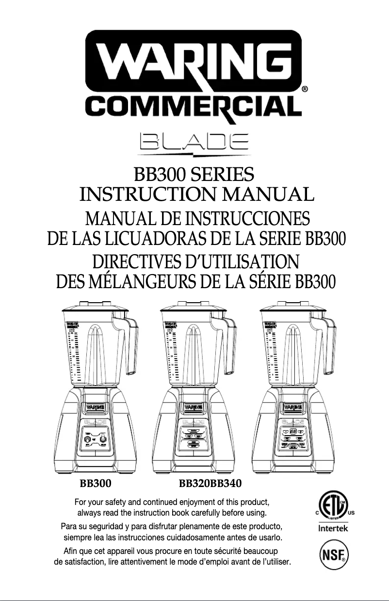 Página 1 del manual Manual de usuario Waring Commercial Blade Series 1 BB300S