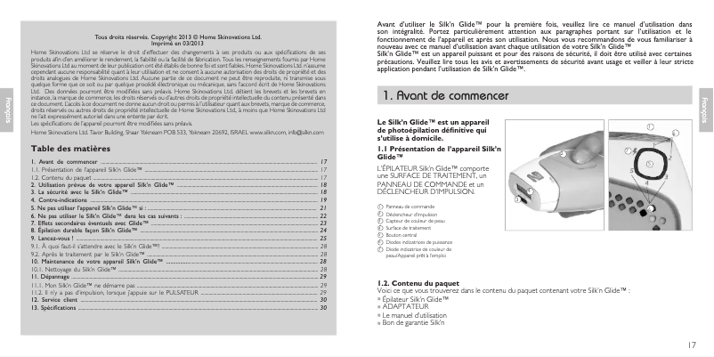 Imagen de la primera página del manual del dispositivo Glide