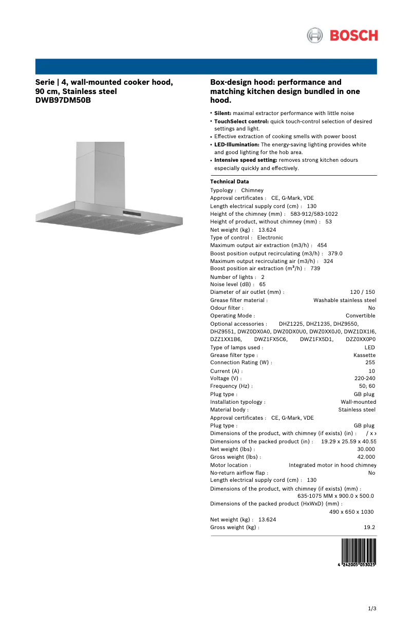 Imagen de la primera página del manual del dispositivo DWB97DM50B