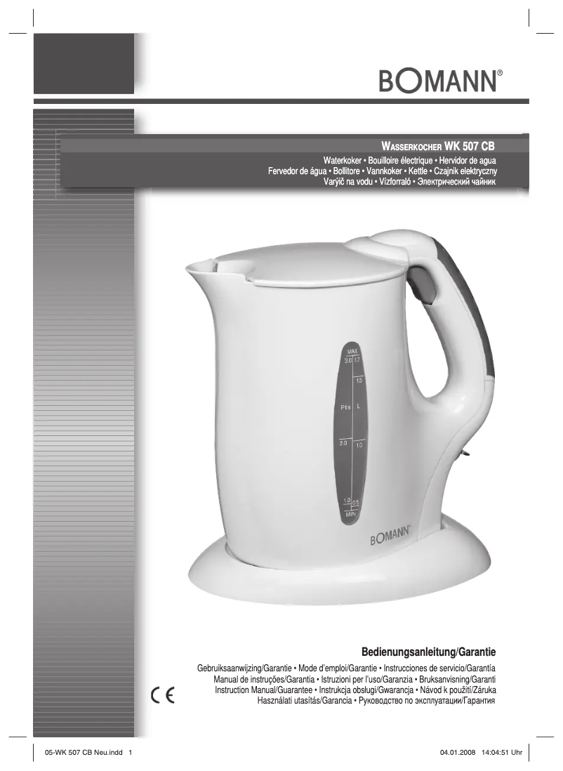 Imagen de la primera página del manual del dispositivo WK 507 CB