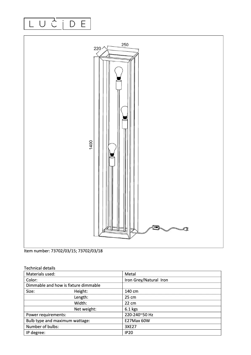 Imagen de la primera página del manual del dispositivo Thor 73702/03/18