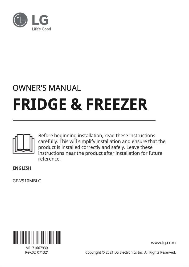 Página 1 del manual Manual de usuario LG GF-V910MBLC