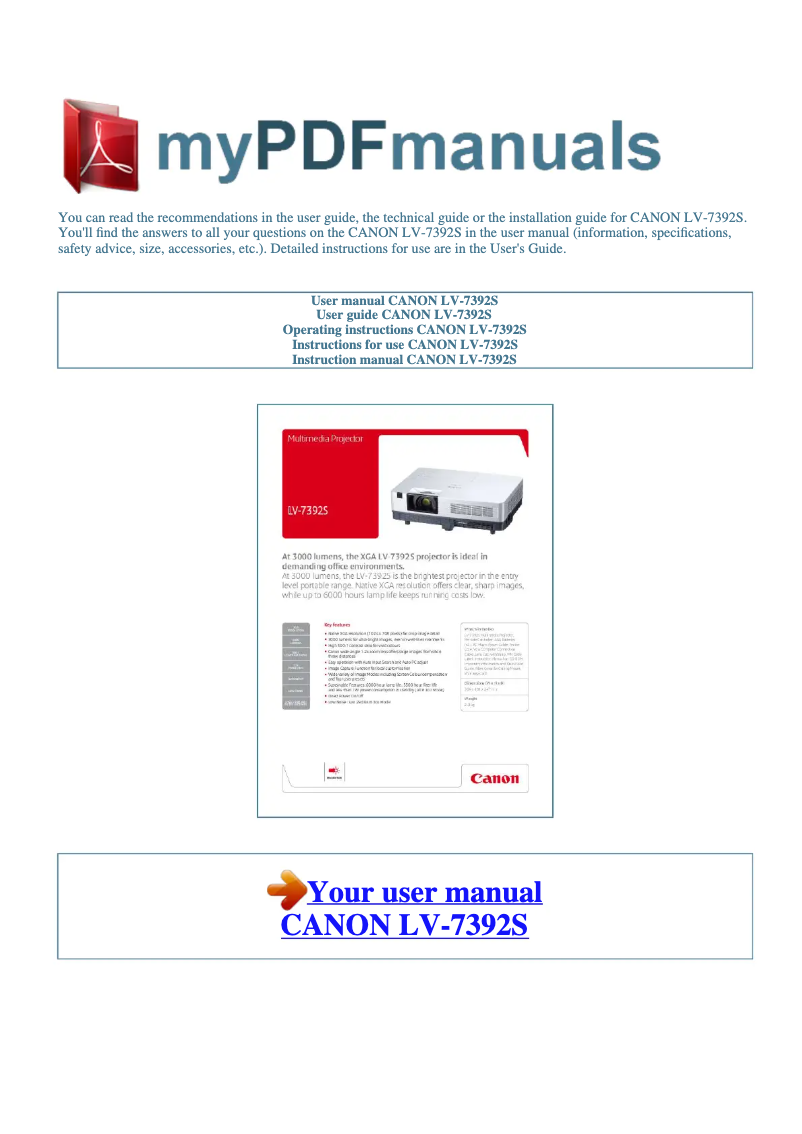 Página nº 1 - Manual de usuario Canon LV 7392S