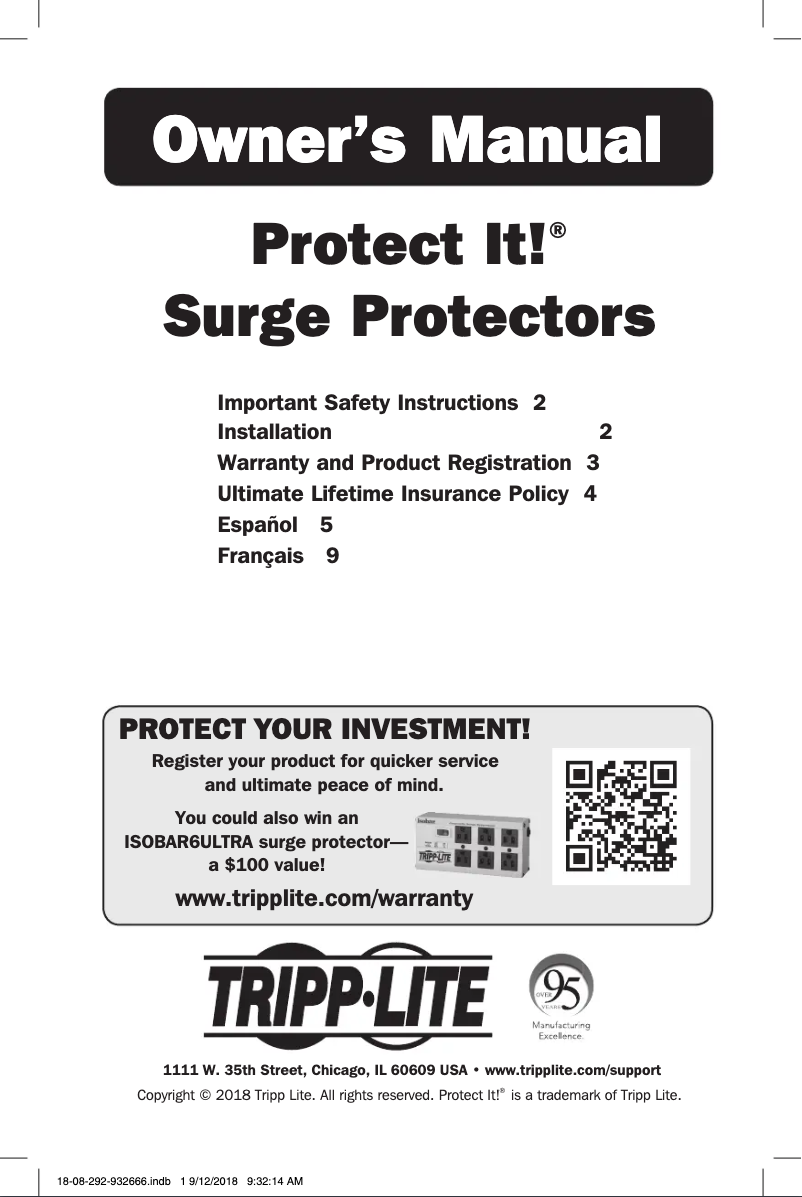 Imagen de la primera página del manual del dispositivo Protect It! TLP1008TELTV