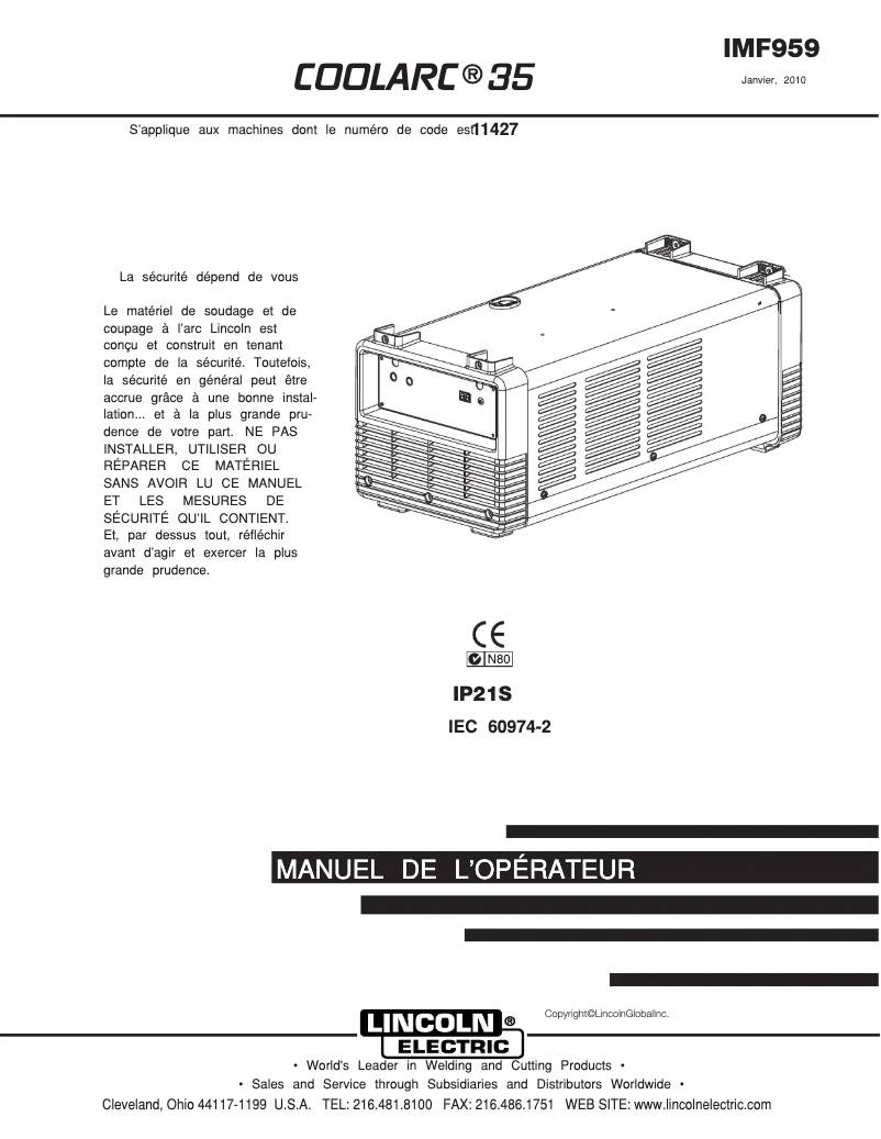 Imagen de la primera página del manual del dispositivo Cool Arc 35