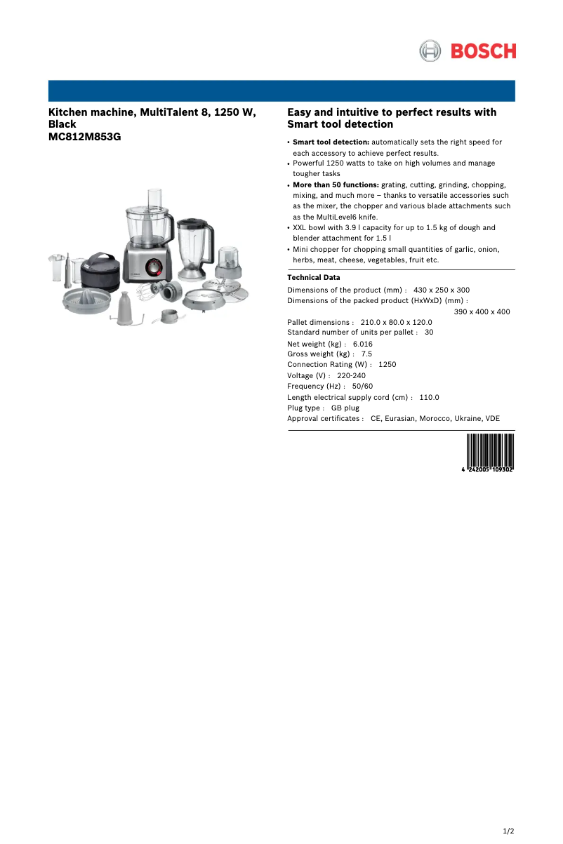 Página nº 1 - Ficha técnica Bosch MC812M853G