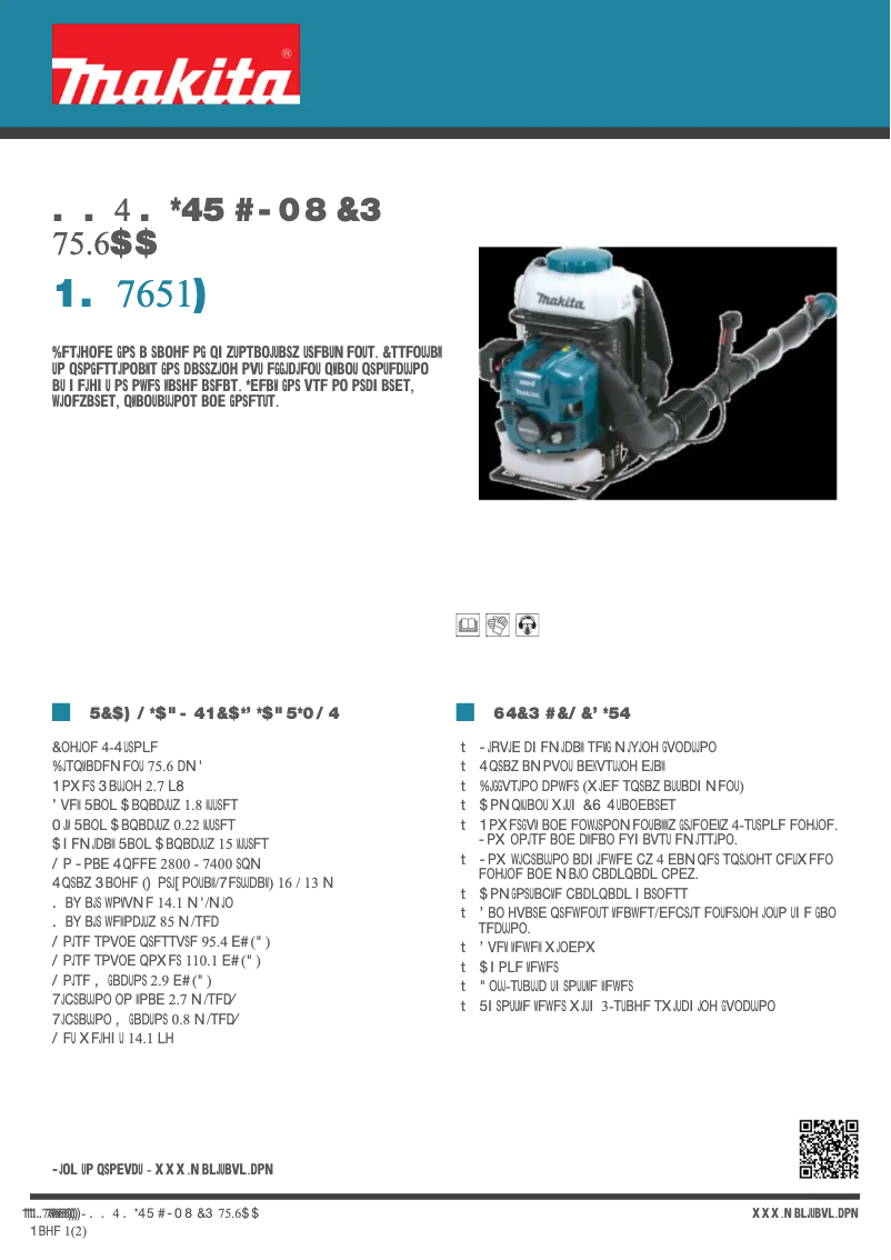 Página 1 del manual Ficha técnica Makita PM7651H