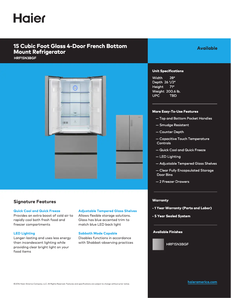 Imagen de la primera página del manual del dispositivo HRF15N3BGF