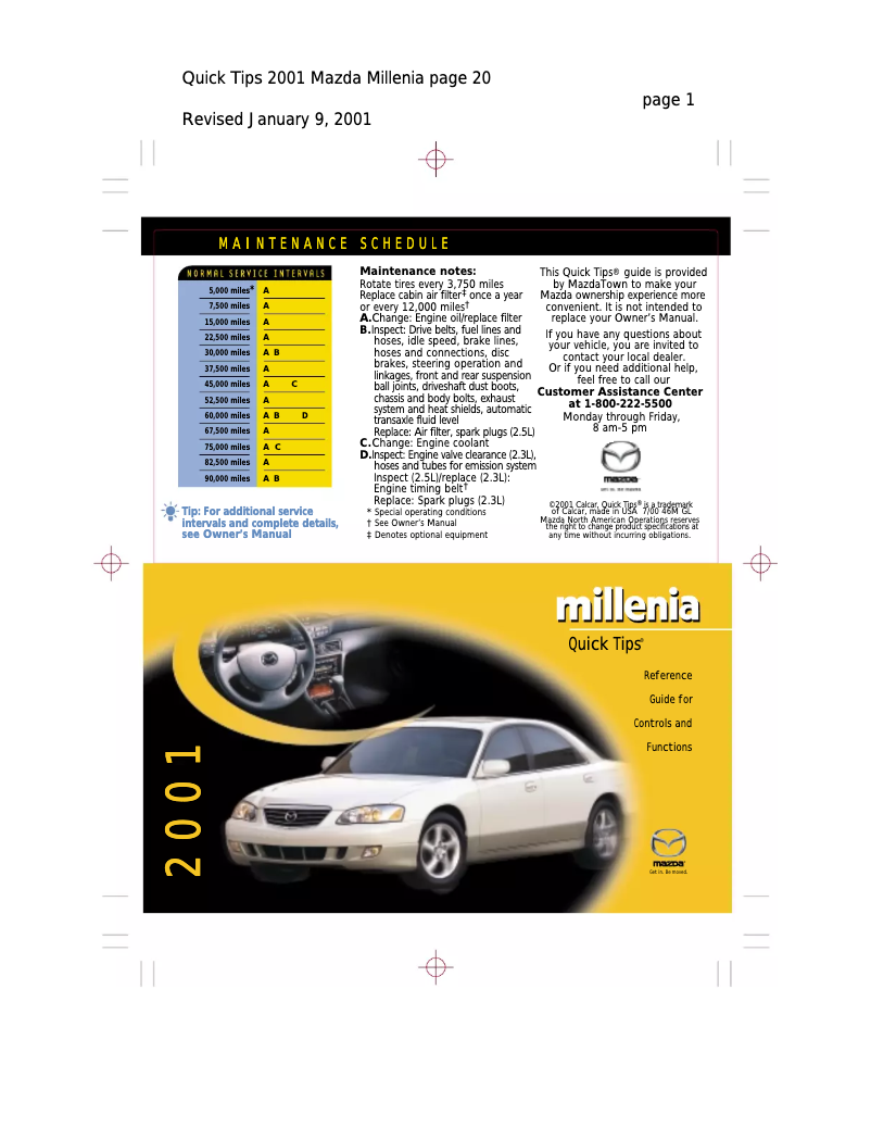 Página 1 del manual Manual de usuario Mazda Millenia (2001)