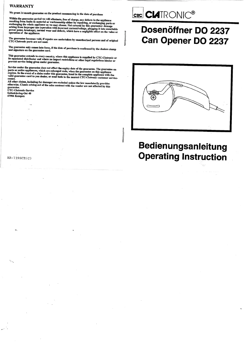 Imagen de la primera página del manual del dispositivo DO 2237