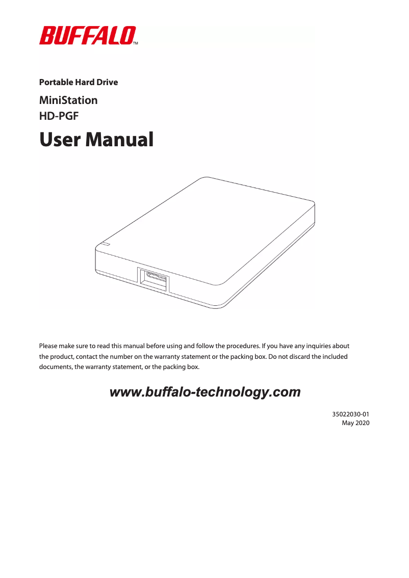 Página 1 del manual Manual de usuario Buffalo MiniStation Safe (HD-PGF)