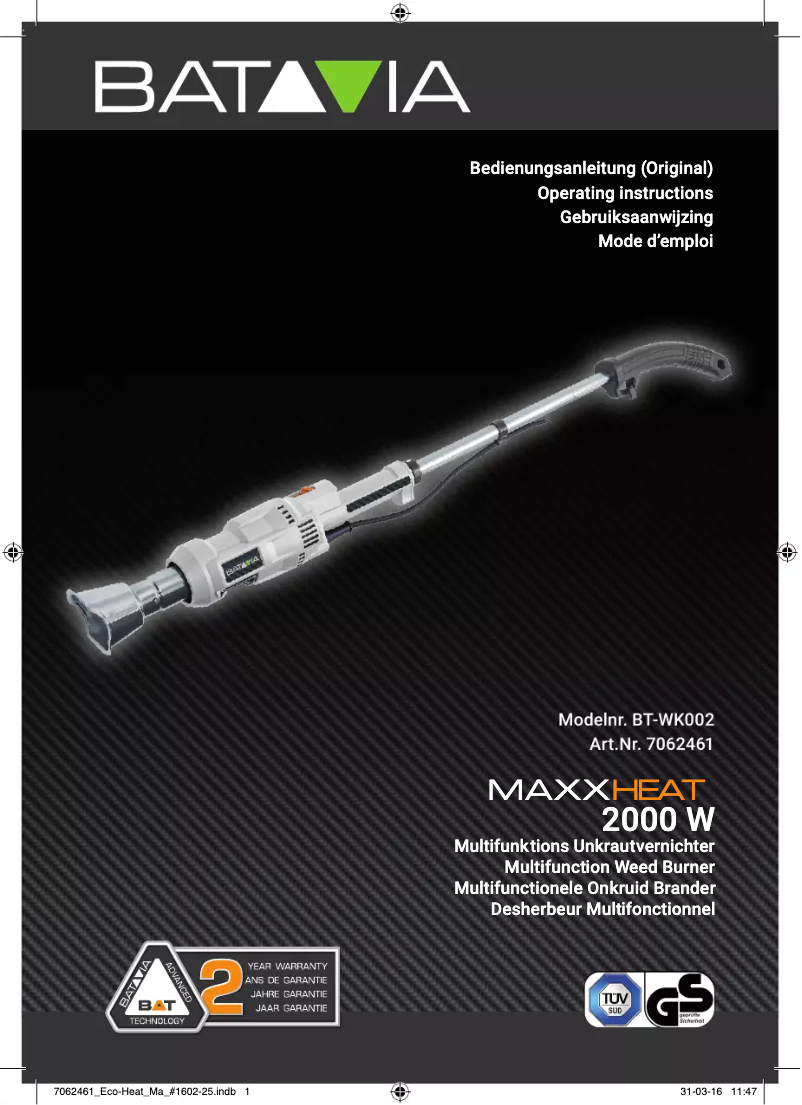 Página 1 del manual Manual de usuario Batavia Maxx Heat BT-WK002