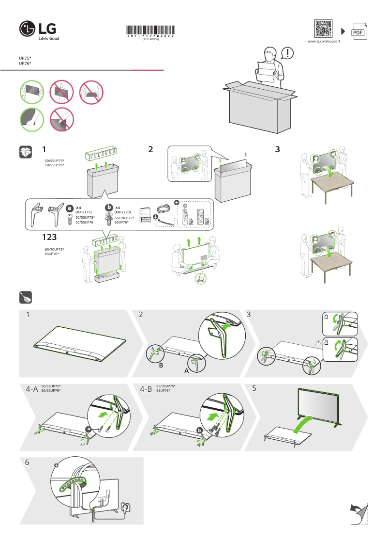 Imagen de la primera página del manual del dispositivo 55UP75003LF