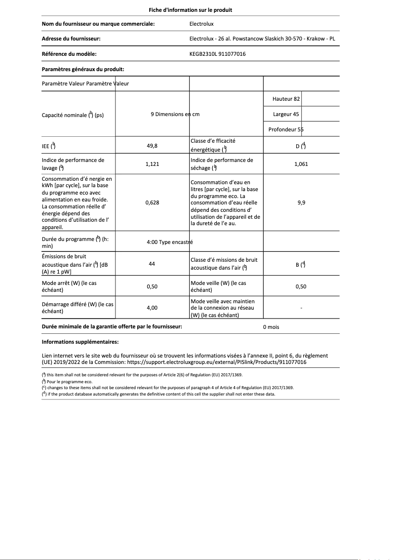 Imagen de la primera página del manual del dispositivo KEGB2310L
