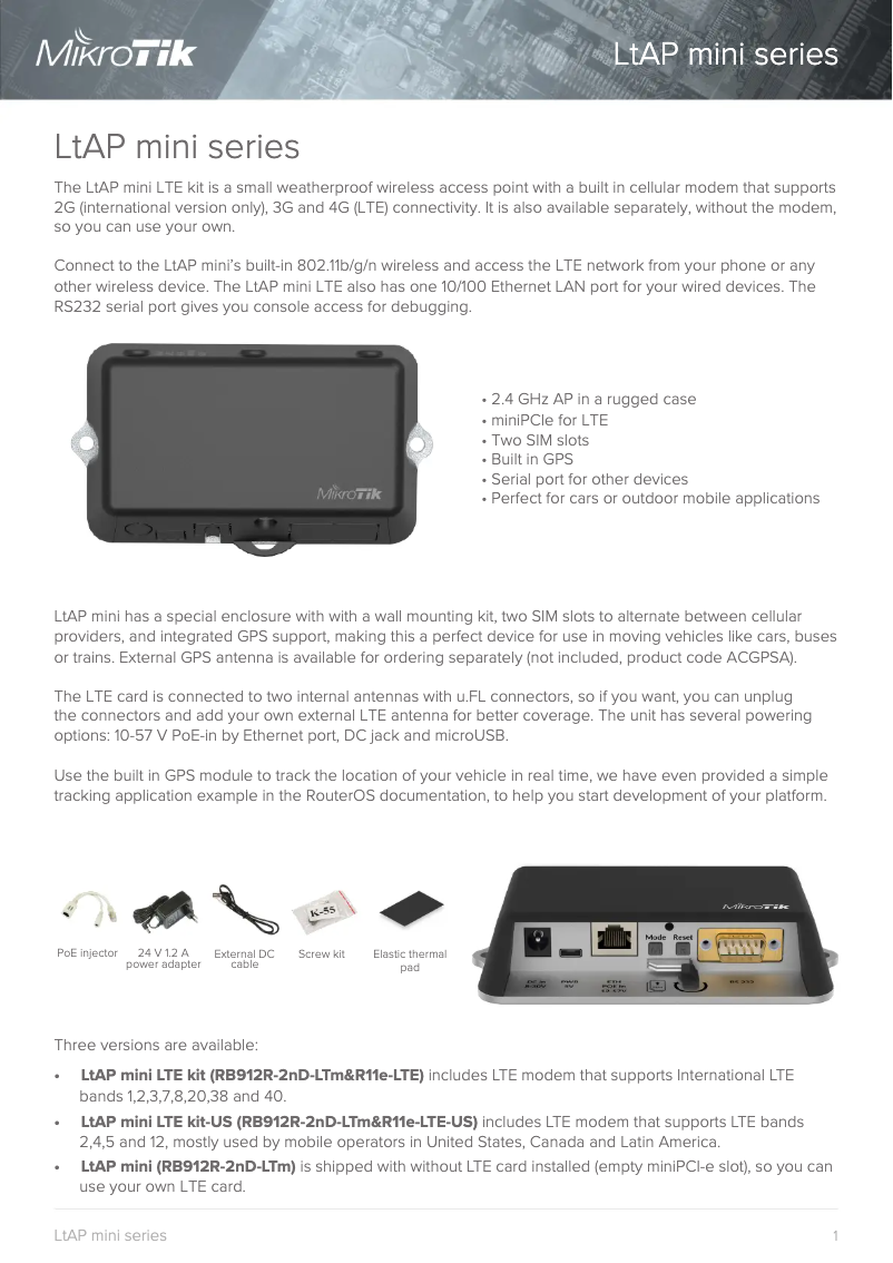 Página 1 del manual Folleto Mikrotik LtAP mini