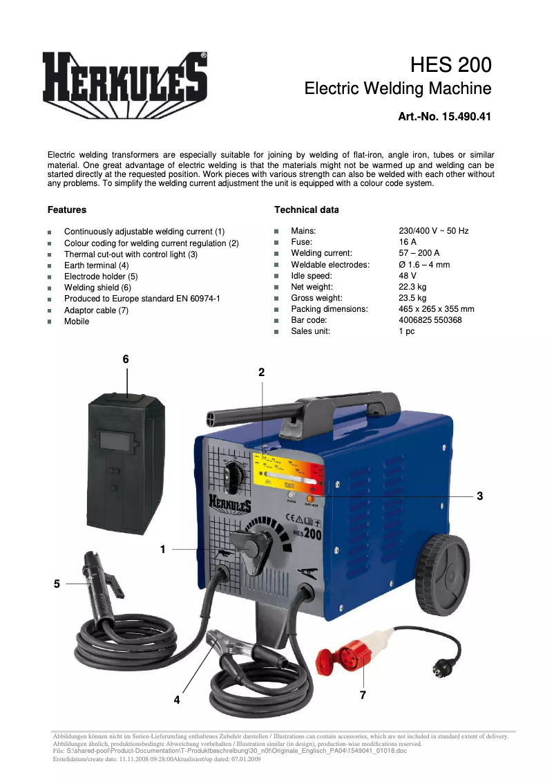 Imagen de la primera página del manual del dispositivo HES 200