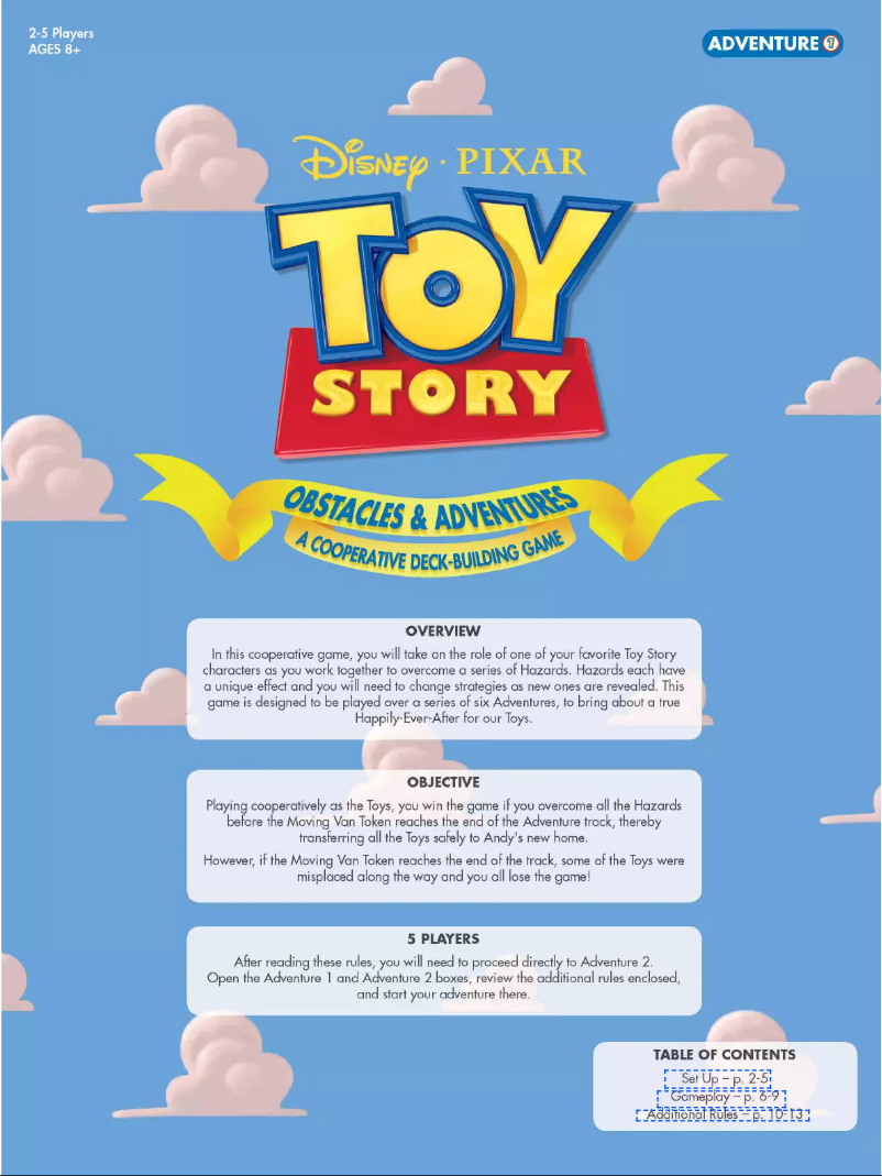 Página 1 del manual Manual de usuario USAopoly TOY STORY OBSTACLES & ADVENTURES