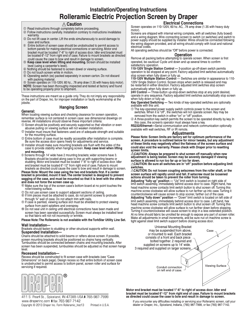 Imagen de la primera página del manual del dispositivo Rolleramic 240"