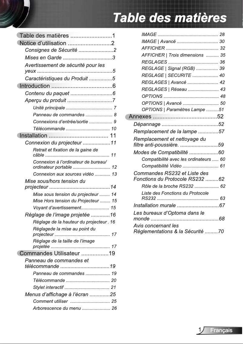 Página 1 del manual Manual de usuario Optoma EW675UT
