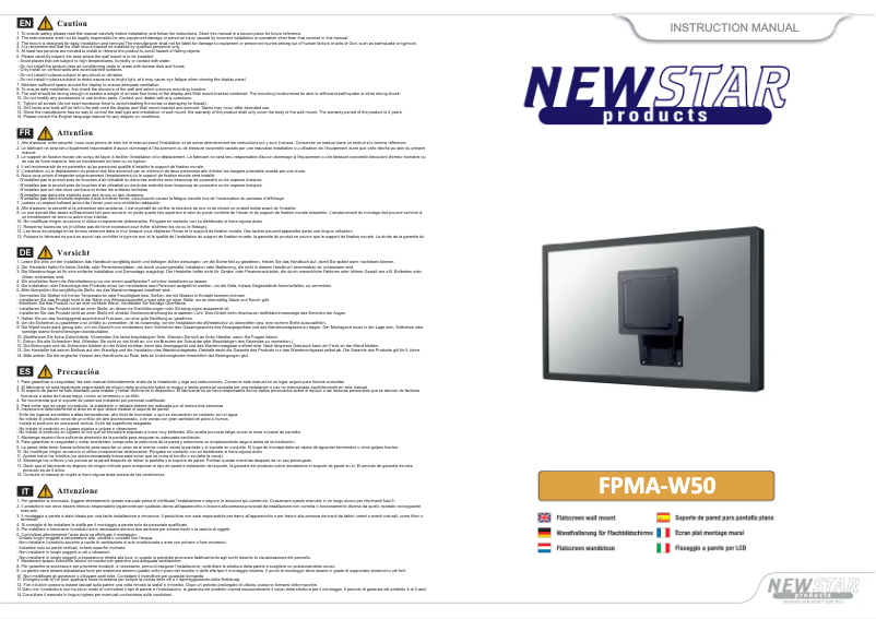 Página 1 del manual Manual de usuario Newstar FPMA-W50